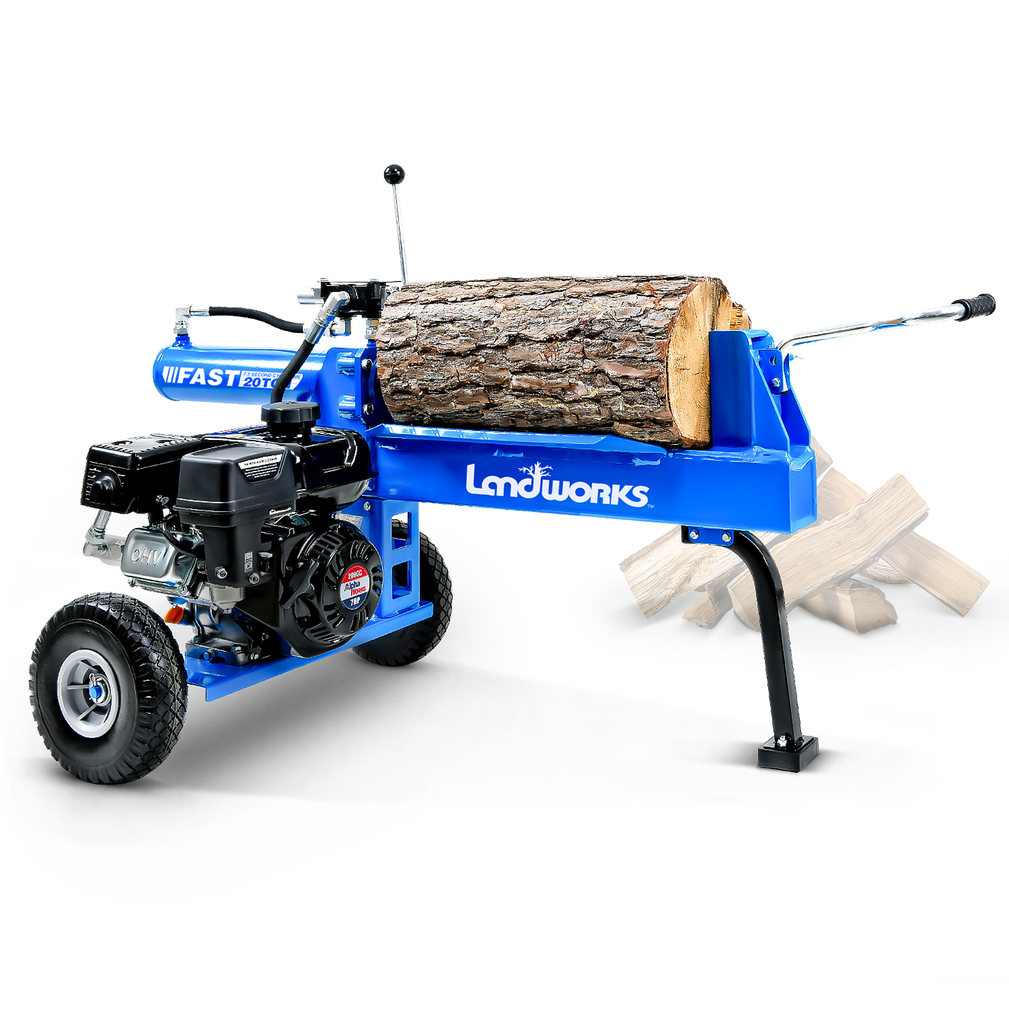 Landworks Portable Log Splitter — 20 Ton, 7 HP, Rapid Auto Return, 20in. Length, 16in. Diameter, Model# TRI-GUO079